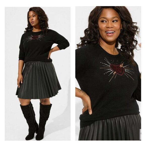 Torrid Every Day soft pullover black heart burst crewneck sweater women’s 3X - Picture 2 of 7